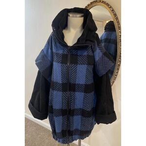 Vintage Wool/Alpaca Blend Black/Blue Plaid Jacket, Nylon  Lining,Size M,Italian